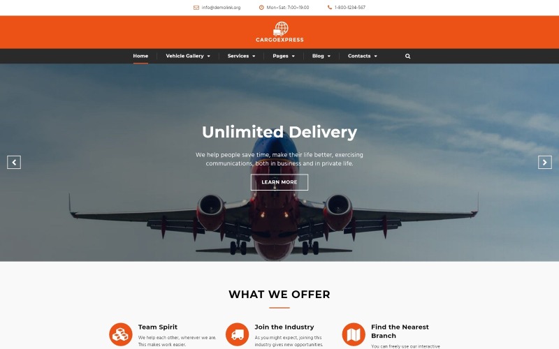 Cargo Express - Modelo de site HTML5 de várias páginas para serviços de entrega