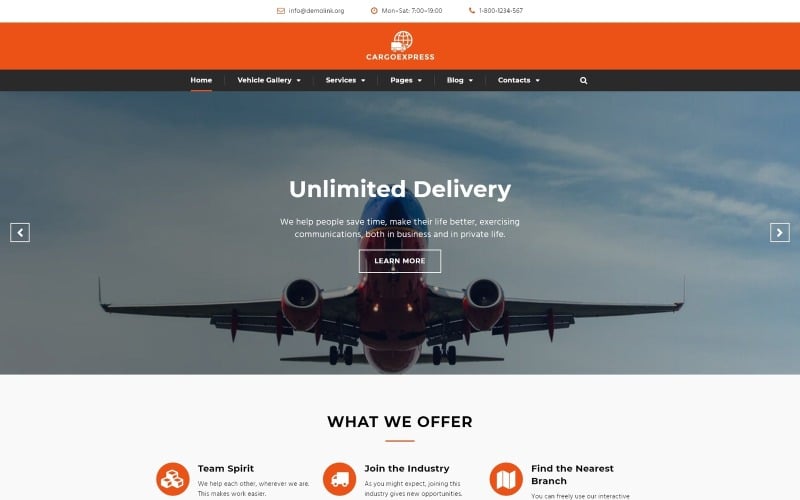 Cargo Express - wielostronicowy szablon HTML5 usług dostawy