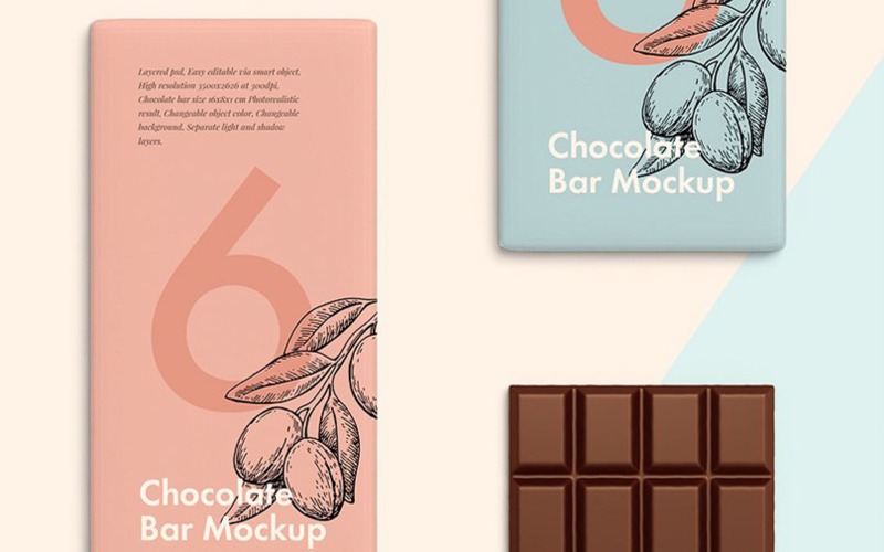 Download Мокап для продукта "Chocolate Bar product mockup" / Chocolate Bar product mockup - Мокап для продукта на тему графика mockup product food packaging choco chocolate package candy cacoa chocolates sweet bar mock-up grocery