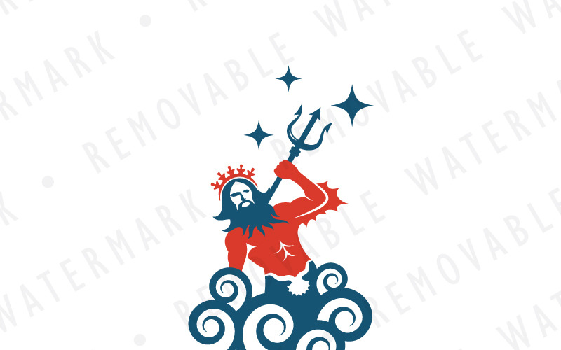 Download Шаблон логотипа "God Of The Sea - Logo Template" / God Of The Sea - Logo Template - Шаблон логотипа на тему графика wave ocean water character sea god ancient greek storm king poseidon neptune triton mythology titan logo design template flood trident