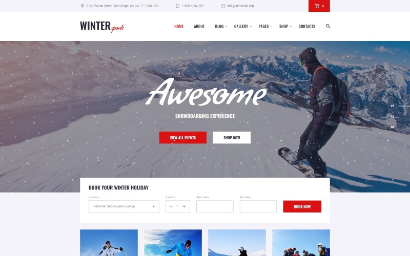 Kış Sporları - Çok Sayfalı Kış Sporları Ekipman Mağazası HTML Web Sitesi Şablonu