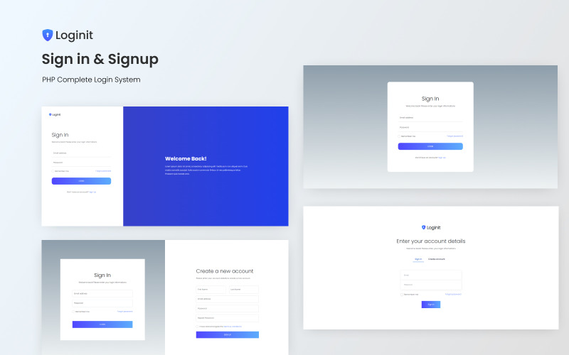 Loginit - PHP Complete Sign In & Sign Up System, HTML5 Templates