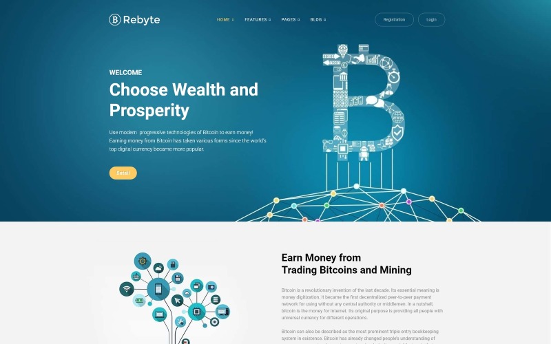 Rebyte Bitcoin-sjablonen WordPress-thema