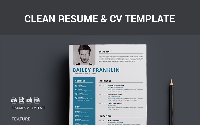 Download Резюме "Resume-Bailey Franklin Resume Template" / Resume-Bailey Franklin Resume Template - Резюме на тему графика resume template design cover letter cv modern minimal professional curriculam vitae us diy designer creative word ms microsoft bundle