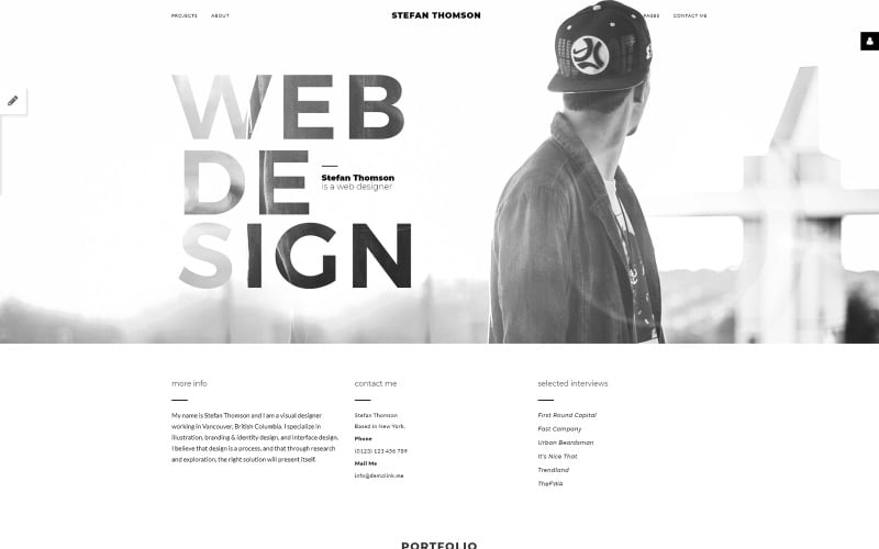 Stefan Thomson - Elegant Personal Web Designer Portfolio Joomla Template