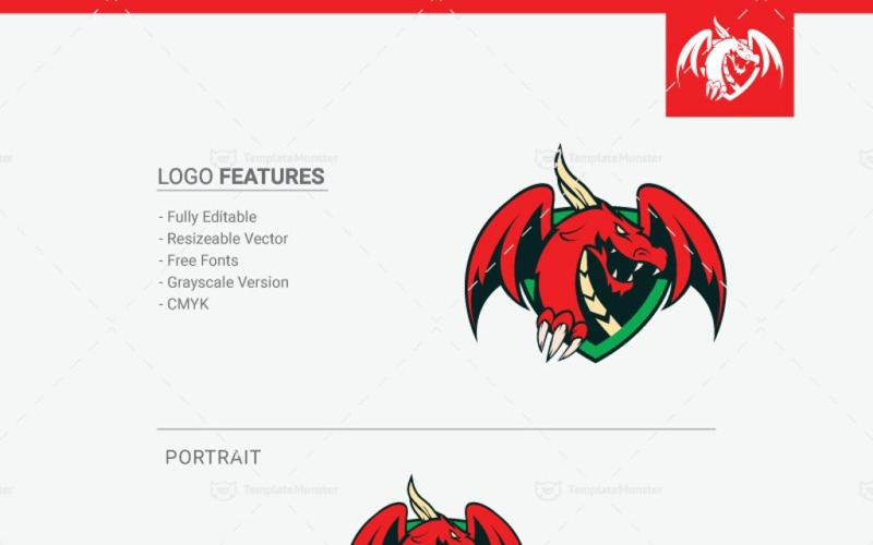 Download Шаблон логотипа "Dragon2 - Logo Template" / Dragon2 - Logo Template - Шаблон логотипа на тему графика ancient clan college dragon egaming esports game titles gamers gaming guild jersey legend medieval mobile games monster myth mythological creature