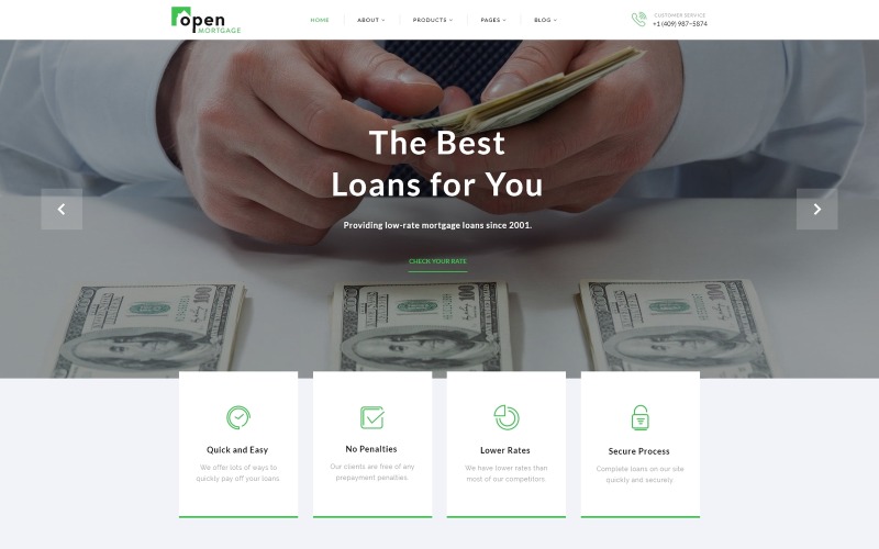 OpenMortgage-一流的贷款咨询公司多页HTML网站模板