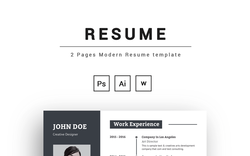 Download Резюме "2 Pages Modern - Resume Template" / 2 Pages Modern - Resume Template - Резюме на тему графика a4 resume template business clean corporate customisable customize design easy editable logo flyer free fonts indesign letter magazine ad modern