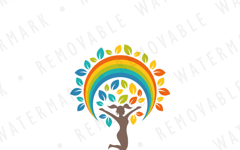 Plantilla de logotipo de Rainbow Tree of Joy