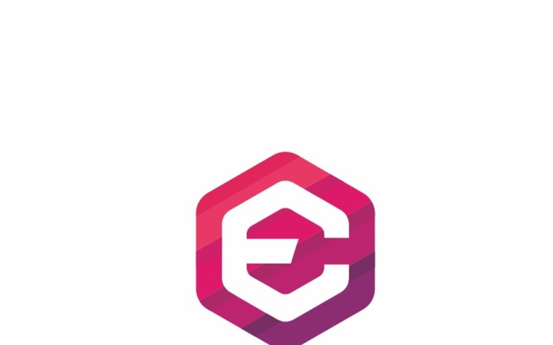 Шестиугольник E письмо Exocom - шаблон логотипа