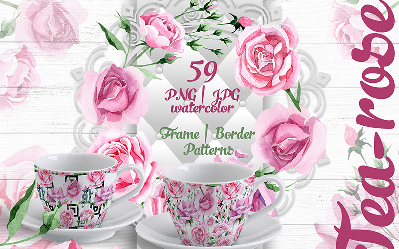 Download Бандл акварельных иллюстраций чайной розы / Tea-Rose PNG Watercolor - - Illustration - Иллюстрация на тему графика watercolor illustration rose drawing background textile colorful fashion drawn vintage paint leaf plant shades seasonal deciduous foliage flower sprout stem