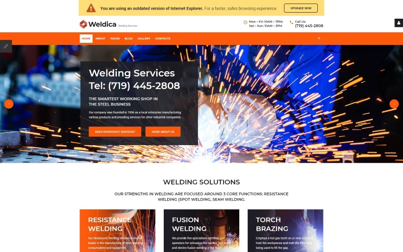 Weldica - Шаблон Joomla Services for Welding