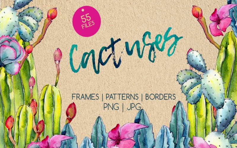 Download Бандл акварельных иллюстраций диких цветов / Wildflower Cactus Watercolor - - Illustration - Иллюстрация на тему графика watercolor illustration olives drawing background textile colorful fashion drawn vintage paint leaf plant forest seasonal deciduous foliage leaves sprout stem