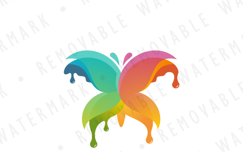 Download Шаблон логотипа "Butterfly Paint - Logo Template" / Butterfly Paint - Logo Template - Шаблон логотипа на тему графика paint colorful spectrum rainbow butterfly drop abstract elegant beauty art print ink press liquid wings logo design template tattoo artist