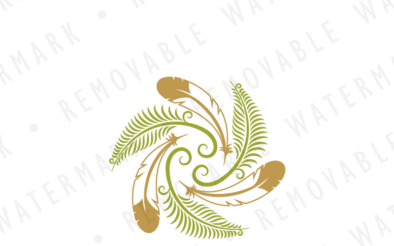 Download Шаблон логотипа "Circle of Fern & Feathers - Logo Template" / Circle of Fern & Feathers - Logo Template - Шаблон логотипа на тему графика fern feather nature sky earth indian native magic circle leaf sprout growth dream spiral vortex eagle spirit logo design template
