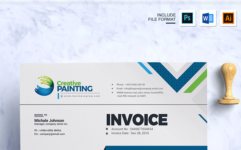 Download Фирменный стиль "Creative Invoice Design - Corporate Identity Template" / Creative Invoice Design - Corporate Identity Template - Адаптивный Фирменный стиль на тему графика invoice template design ms word psd eps clean bundle simple modern business cash memo a4 automatic bill creative excel indesign