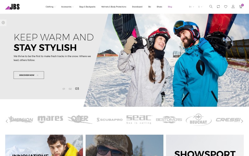 JBS - Tema de PrestaShop de equipamiento para deportes de invierno