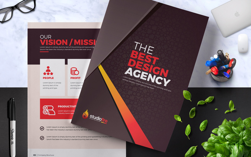 Download Фирменный стиль "StudioStar Business Bi-Fold - - Corporate Identity Template" / StudioStar Business Bi-Fold - - Corporate Identity Template - Фирменный стиль на тему графика bi-fold brochure company profile business book magazine annual report 2018 design template triangle square fold twi-fold corporate product creative clean