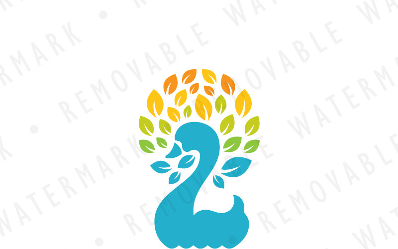 Download Шаблон логотипа "Swan of Leaves - Logo Template" / Swan of Leaves - Logo Template - Шаблон логотипа на тему графика tree elegant leaf water natural swan spa care love beauty pond transformation bird lake harmony purity logo design template relax