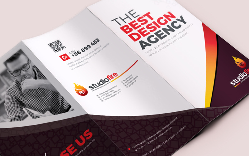 Download Фирменный стиль "Tri-Fold Brochure - - Corporate Identity Template" / Tri-Fold Brochure - - Corporate Identity Template - Фирменный стиль на тему графика tri-fold brochure design template 3 fold triangle square twi-fold corporate product business creative clean advertising elegant professional simple trifold business