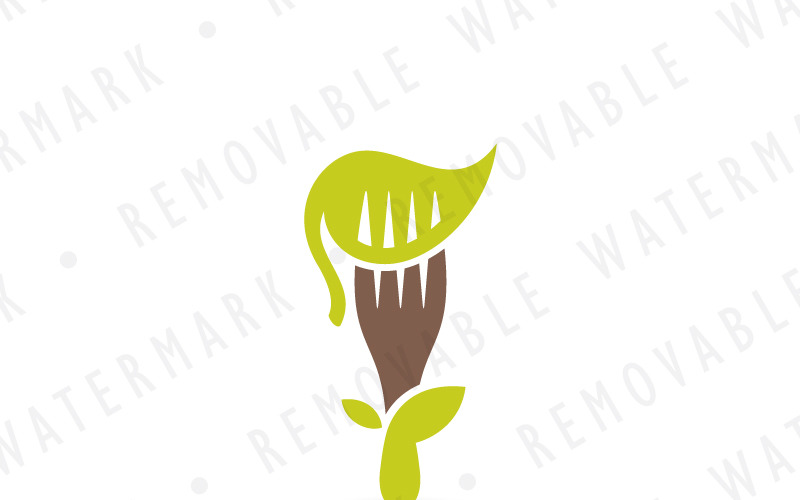Download Шаблон логотипа "Vegetarian Food - Logo Template" / Vegetarian Food - Logo Template - Шаблон логотипа на тему графика simple green plant restaurant leaf food healthy diet fork meal eat cook nutrition vegetarian vegan organic vitamin logo design template