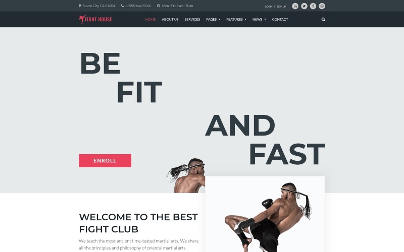 Fight House - тема WordPress для клуба жестоких боевых искусств