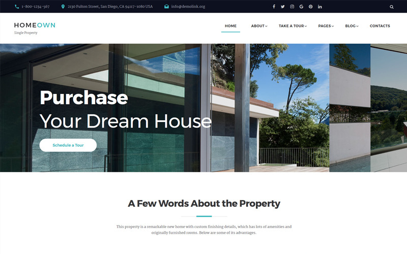 HOMEOWN - Luxusní společnost s prodejem jedné nemovitosti, vícestránková webová šablona HTML