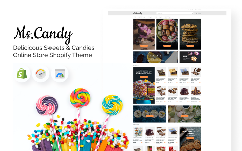 Ms.Candy – Finom édességek és cukorkák online áruház Shopify téma