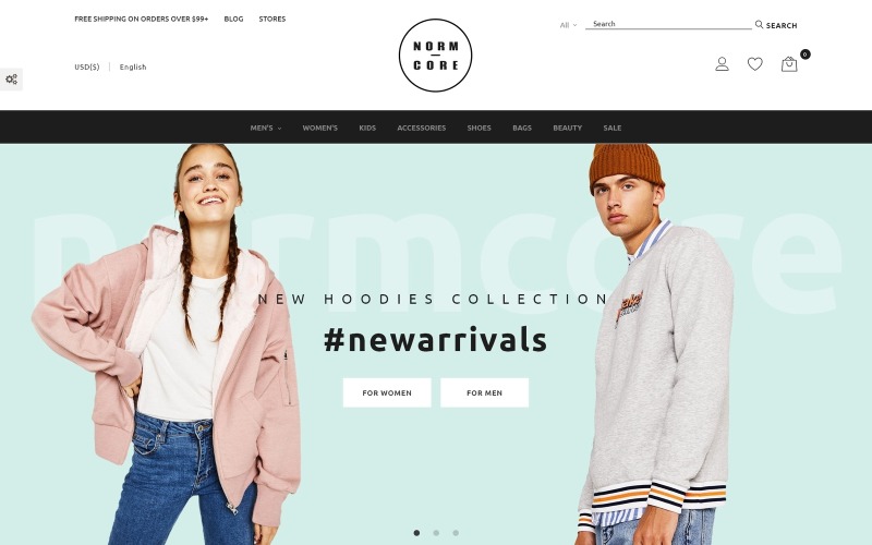PrestaShop šablona Normcore - Apparel Store