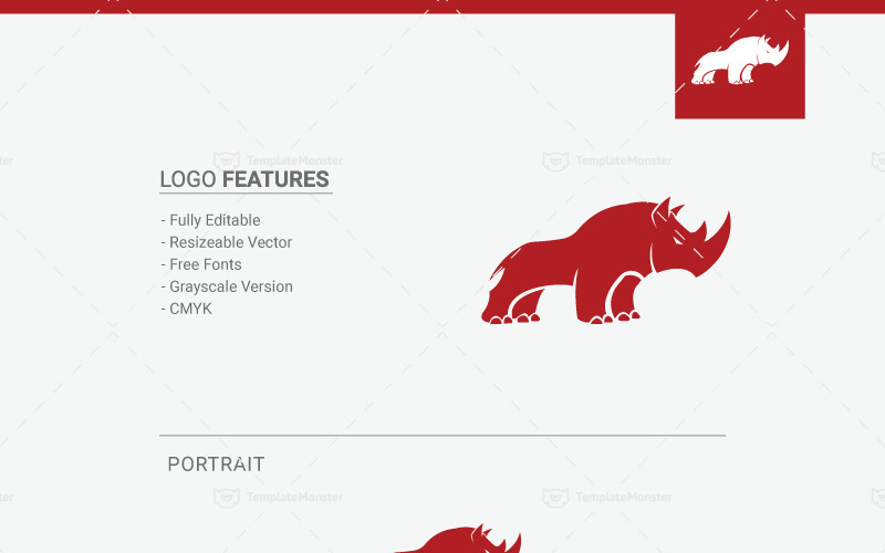 Download Шаблон логотипа "Rhino Design - Logo Template" / Rhino Design - Logo Template - Шаблон логотипа на тему графика animal beast big brand brave club creative design graphic head horn icon illustrator image jungle logo mascot media modern power