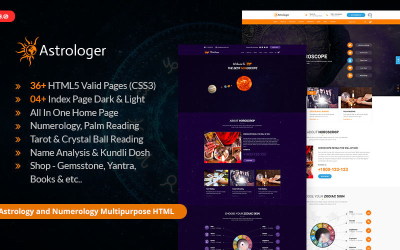 Astrologue - Modèle de site Web HTML d'astrologie et de numérologie