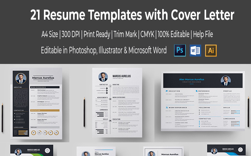 Download Мега бандл резюме / Compact Mega Resume Template - Резюме на тему графика resume a4 business card clean cover letter creative curriculum vitae cv design doc docx editable employment illustrator best modern stationary