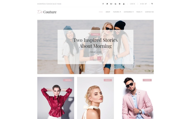 De Couture - тема WordPress для блога модной моды и красоты