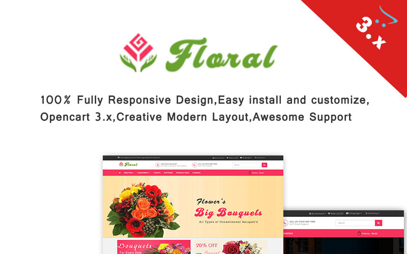 Floral - Responsive  3.x OpenCart Template