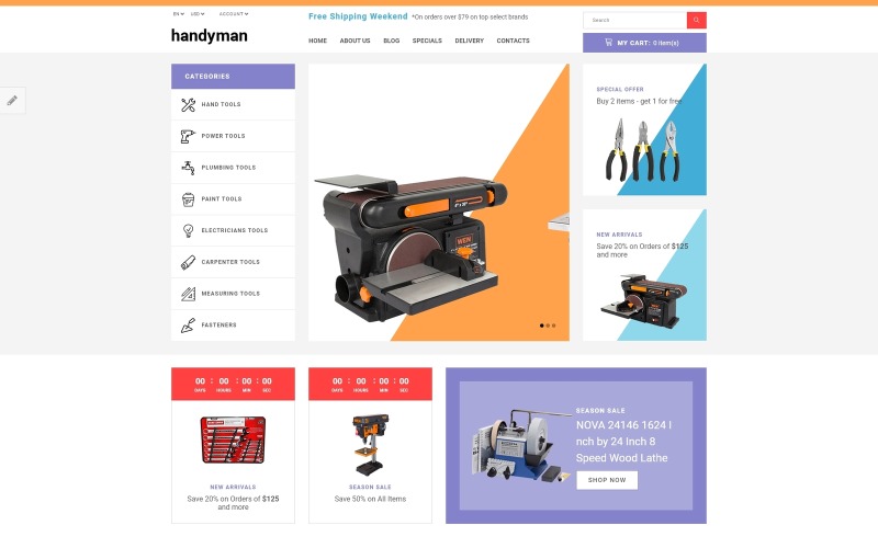 Handyman - Responsive Tools Store Szablon OpenCart