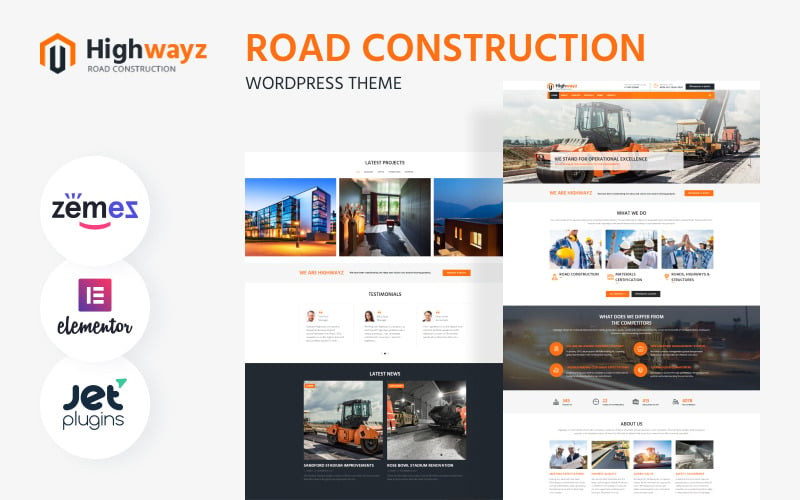 Highwayz – Thème WordPress Elementor pour la construction de routes