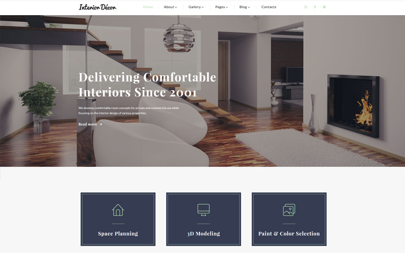 Interior Decor - Modello di sito Web HTML5 multipagina di interior design