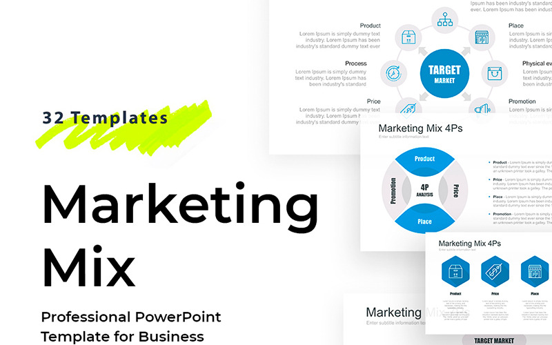 Marketing Mix (eszköz) PowerPoint sablon