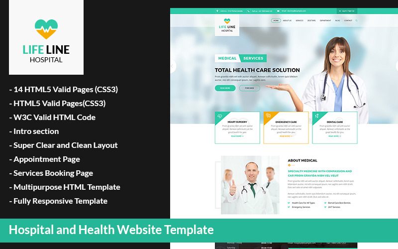 Modèle de site Web Life Line Hospital and Health