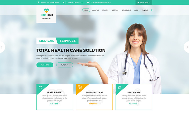 Plantilla web para sitio web de Life Line Hospital and Health