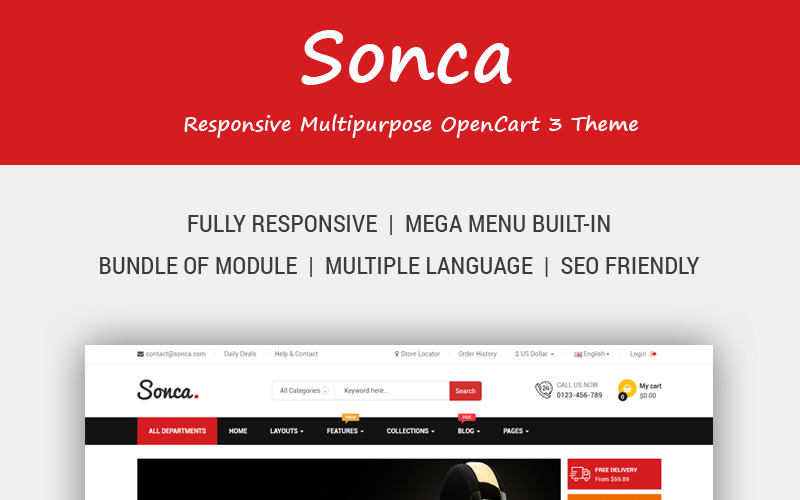 Sonca - Многоцелевой шаблон OpenCart