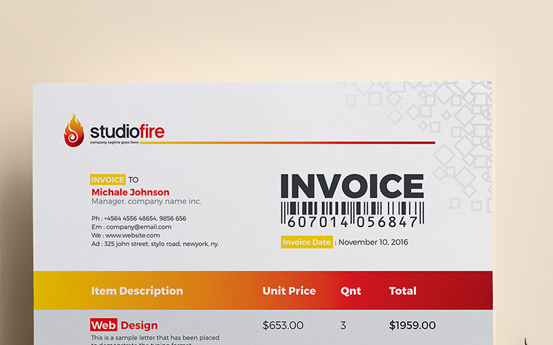 StudioFire Clean Invoice - - Шаблон фирменного стиля