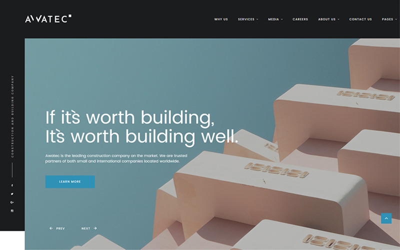 Awatec - Шаблон веб-сайту зі стильною будівельною компанією на HTML