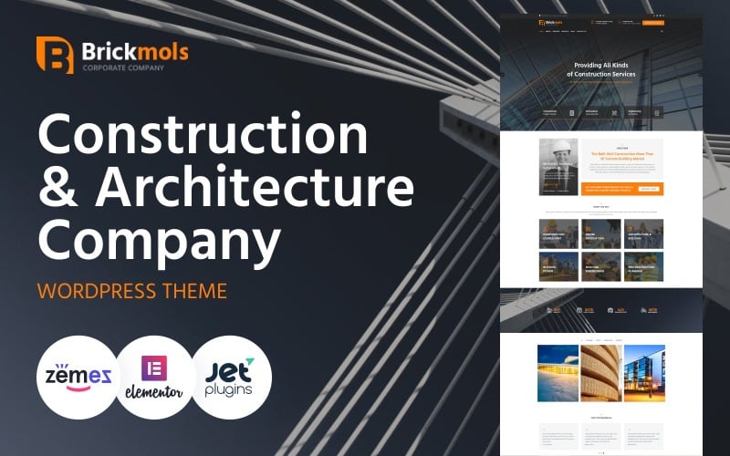 Brickmols - адаптивная тема WordPress для строительной и архитектурной компании