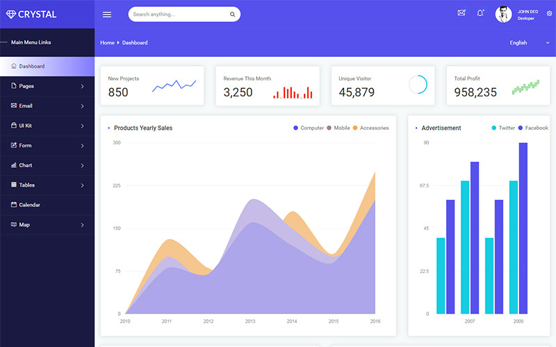 Crystal -  Bootstrap 4 Admin Template