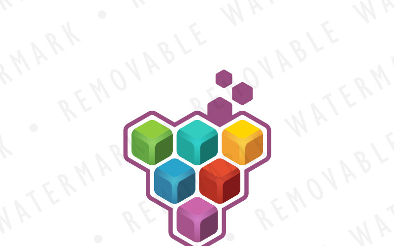 Download Шаблон логотипа "Cube Grape Cluster Logo Template" / Cube Grape Cluster Logo Template - Шаблон логотипа на тему графика colorful cube abstract grape cluster fruit data digital wine vitamin nutrition media geometric spectrum berry logo design template technology art