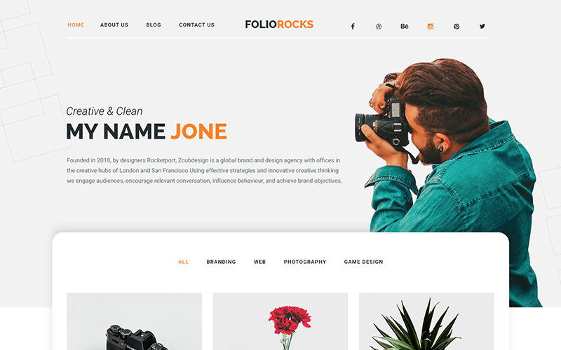 Download PSD шаблон "Foliorocks - Portfolio & Agency PSD Template" / Foliorocks - Portfolio & Agency PSD Template - PSD шаблон на тему фотогалерея agency creative fullscreen gallery lazy load parallax photo photographer photography theme portfolio slider slideshow template vertical menu