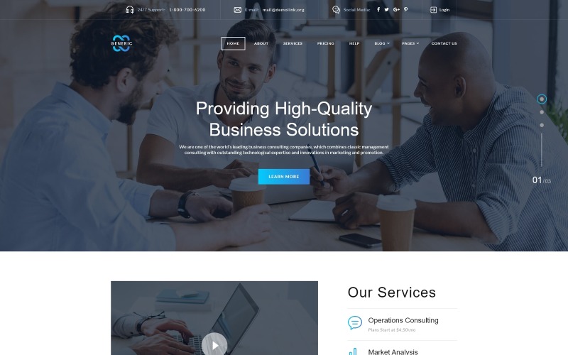 Generisk - Creative Business Consulting HTML-webbplatsmall för flera sidor