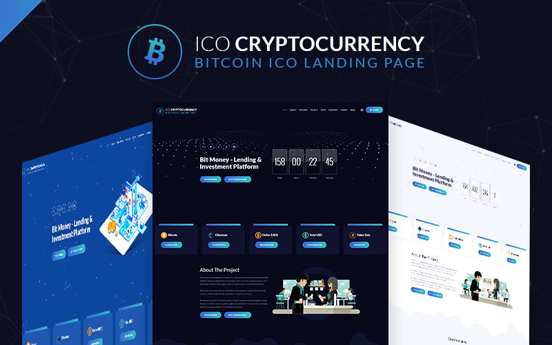 ICO-Kryptowährungs-Bitcoin-Landing-Page-Vorlage