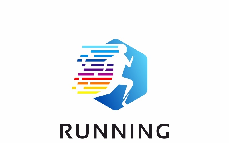 Download Шаблон логотипа "Running Logo Template" / Running Logo Template - Шаблон логотипа на тему графика athlete exercise finish fitness healthy line marathon run runner running training app bootcamp color colorful fast fit human logo man